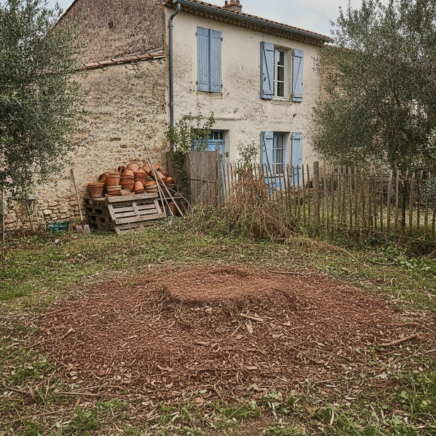 Terrain nivelé après dessouchage à Anduze