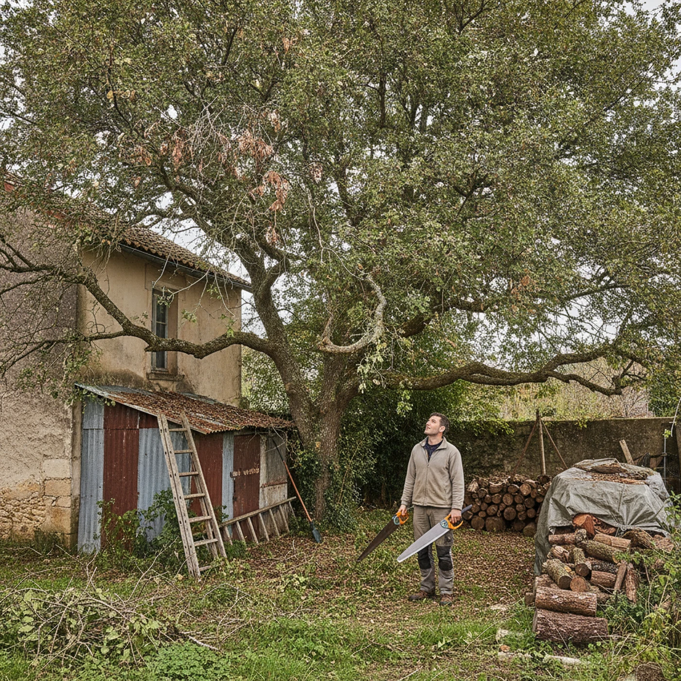 Terrain embroussaillé avant débroussaillage à Saint-Hilaire-de-Brethmas
