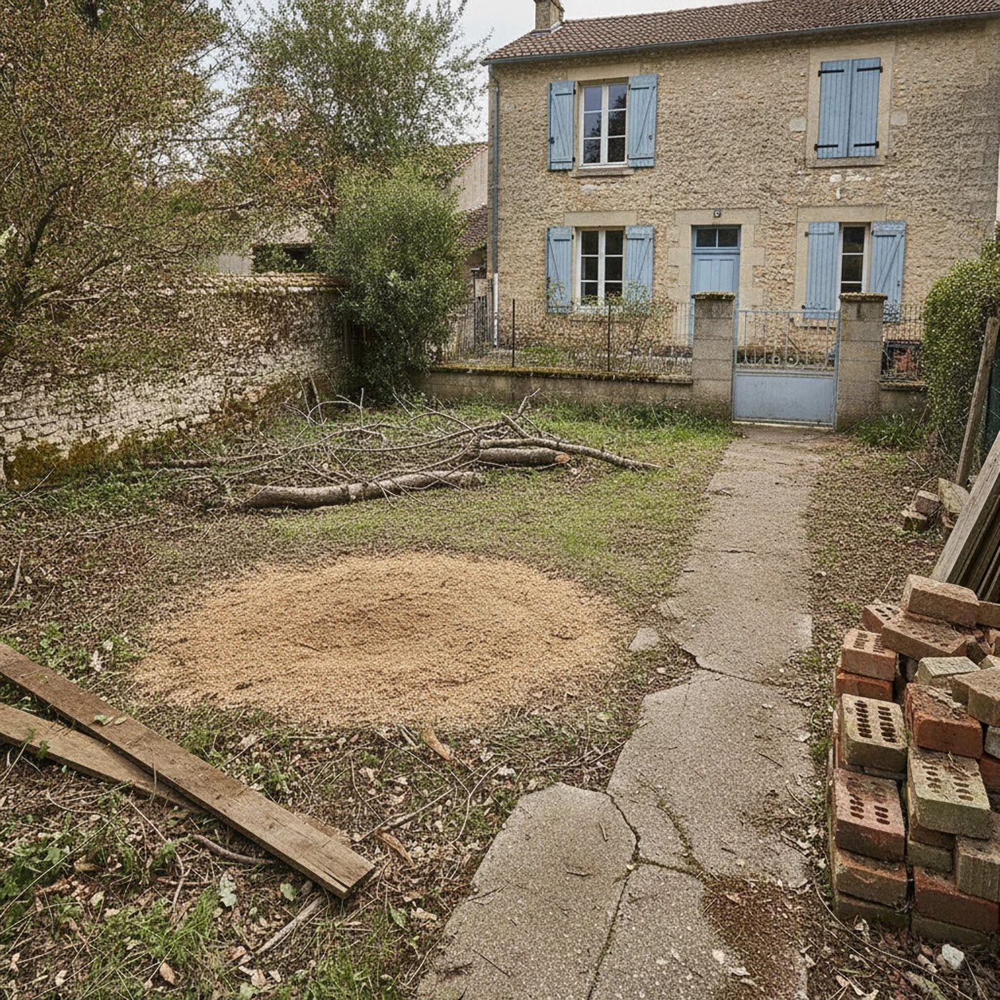 Terrain nivelé après rognage de souche à Saint-Hilaire-de-Brethmas