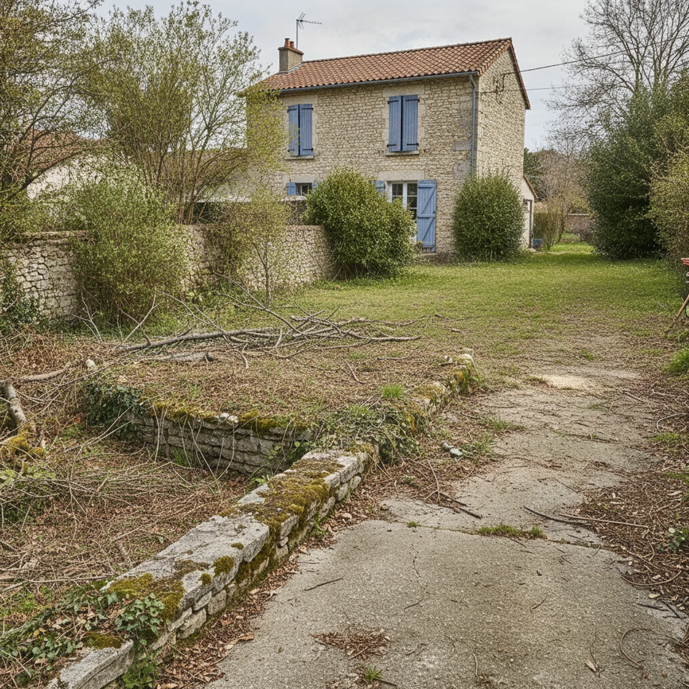 Terrain nivelé après rognage de souche à Saint-Julien-les-Rosiers